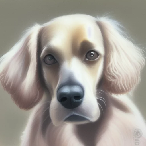 163433924-portrait of a cute old tired beige setter dog, cuteness overload, painted with pastels, neutral background.webp